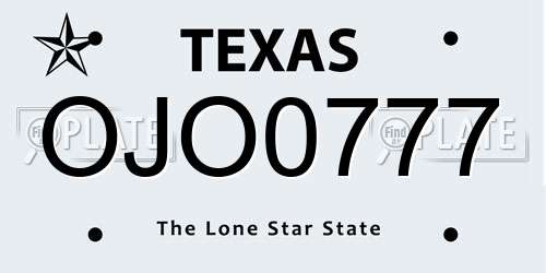 OJO0777 Texas License Plate