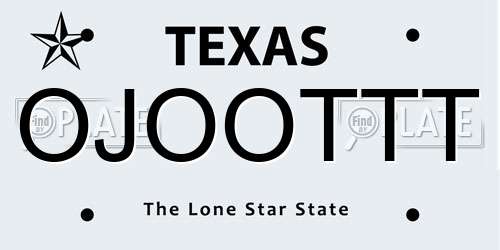 OJOOTTT Texas License Plate