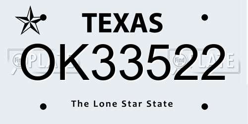 OK33522 Texas License Plate