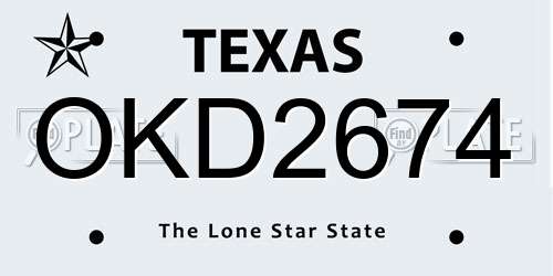 OKD2674 Texas License Plate