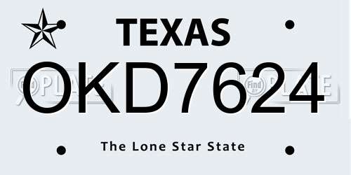 OKD7624 Texas License Plate