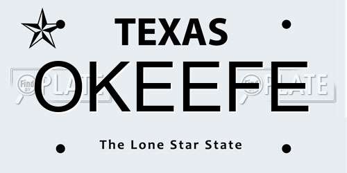 OKEEFE Texas License Plate