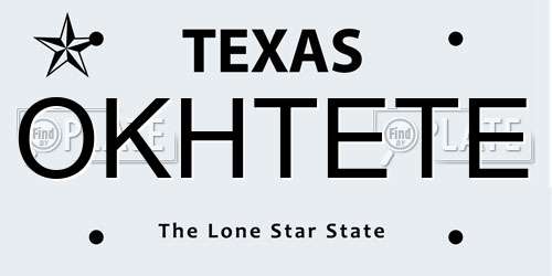 OKHTETE Texas License Plate