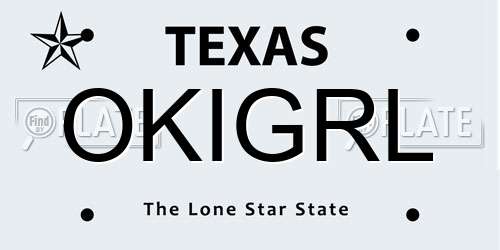 OKIGRL Texas License Plate