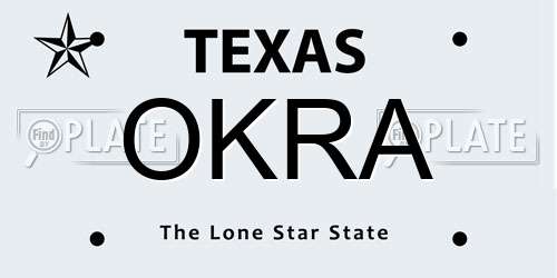 OKRA Texas License Plate