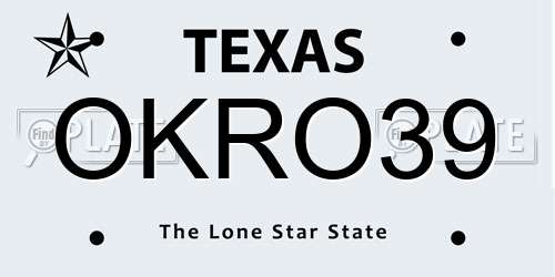 OKRO39 Texas License Plate