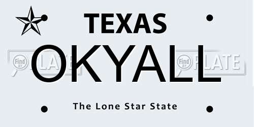 OKYALL Texas License Plate