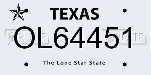 OL64451 Texas License Plate