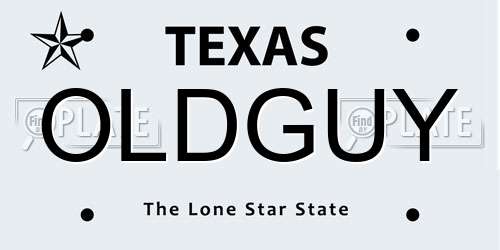 OLDGUY Texas License Plate