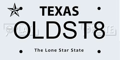 OLDST8 Texas License Plate