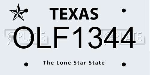 OLF1344 Texas License Plate