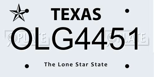 OLG4451 Texas License Plate