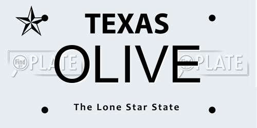 OLIVE Texas License Plate