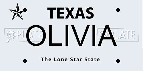 OLIVIA Texas License Plate