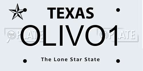 OLIVO1 Texas License Plate