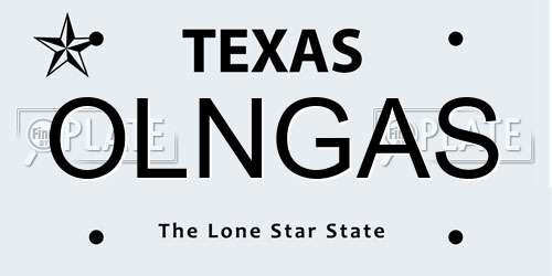 OLNGAS Texas License Plate