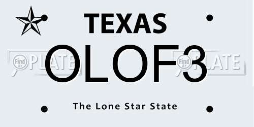 OLOF3 Texas License Plate