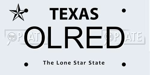 OLRED Texas License Plate