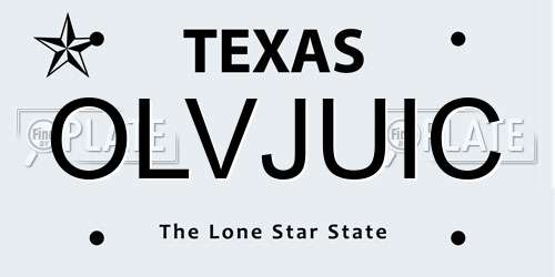 OLVJUIC Texas License Plate