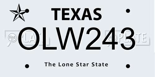 OLW243 Texas License Plate
