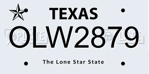 OLW2879 Texas License Plate