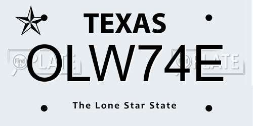 OLW74E Texas License Plate