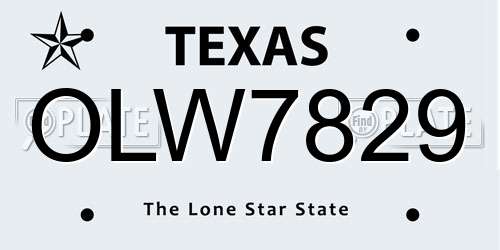 OLW7829 Texas License Plate
