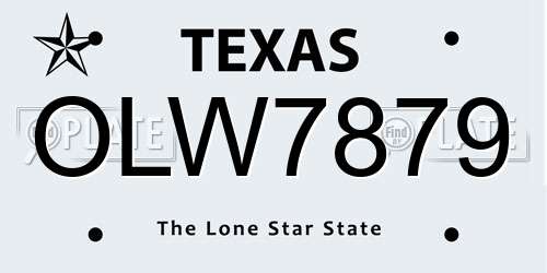 OLW7879 Texas License Plate