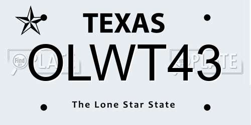 OLWT43 Texas License Plate