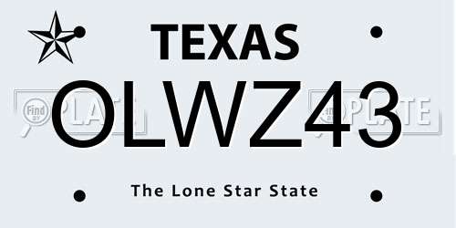 OLWZ43 Texas License Plate
