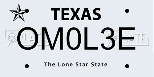 OM0L3E Texas License Plate