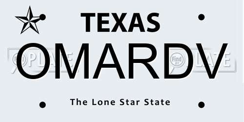 OMARDV Texas License Plate