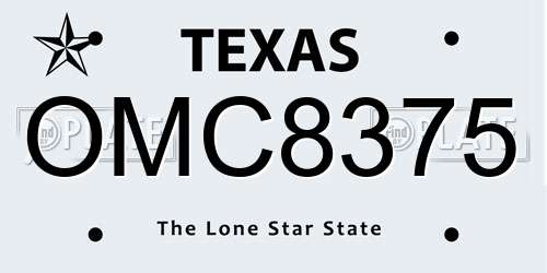 OMC8375 Texas License Plate