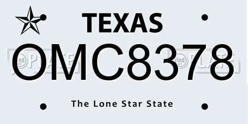 OMC8378 Texas License Plate