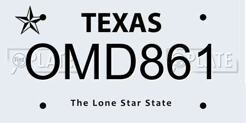 OMD861 Texas License Plate