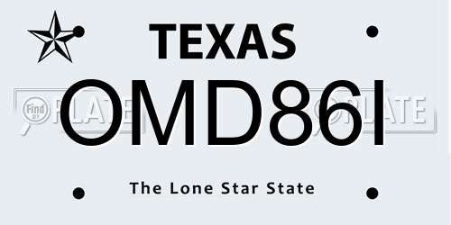 OMD86I Texas License Plate