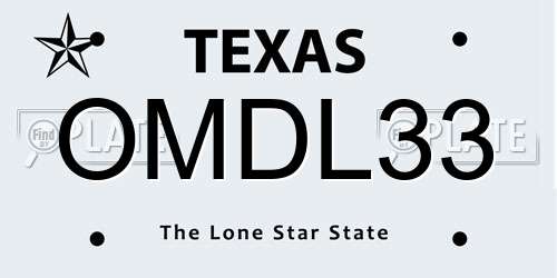 OMDL33 Texas License Plate