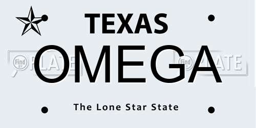 OMEGA Texas License Plate