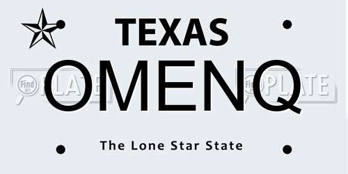 OMENQ Texas License Plate