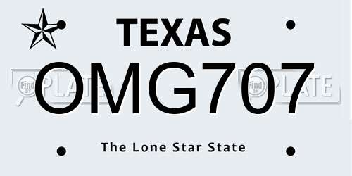 OMG707 Texas License Plate
