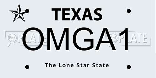 OMGA1 Texas License Plate