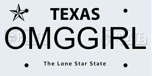 OMGGIRL Texas License Plate
