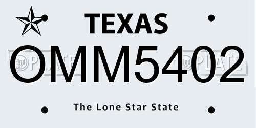OMM5402 Texas License Plate