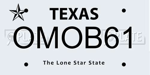 OMOB61 Texas License Plate