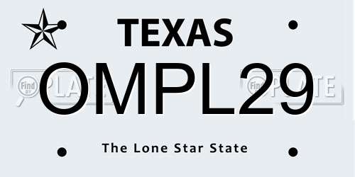 OMPL29 Texas License Plate