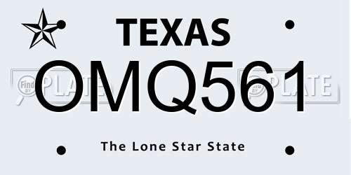 OMQ561 Texas License Plate