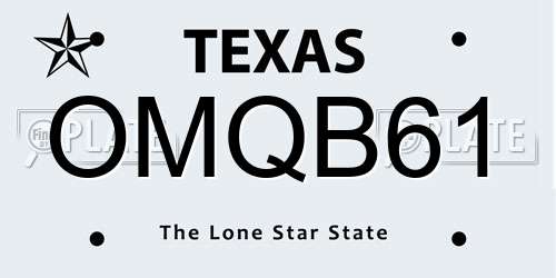 OMQB61 Texas License Plate