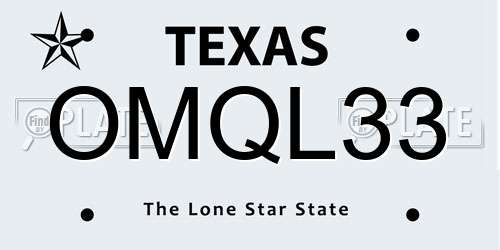 OMQL33 Texas License Plate