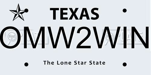 OMW2WIN Texas License Plate