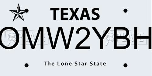 OMW2YBH Texas License Plate